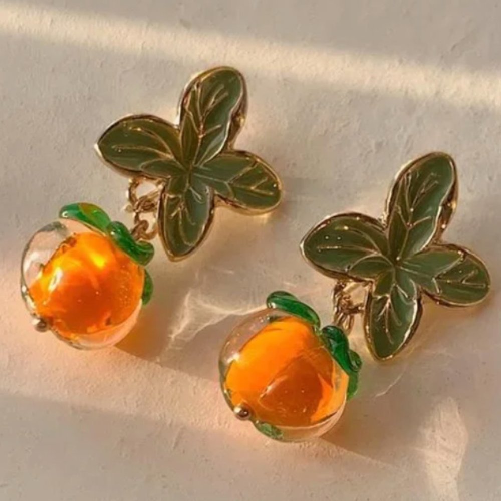 🍊persimmon glass earrings 🍊